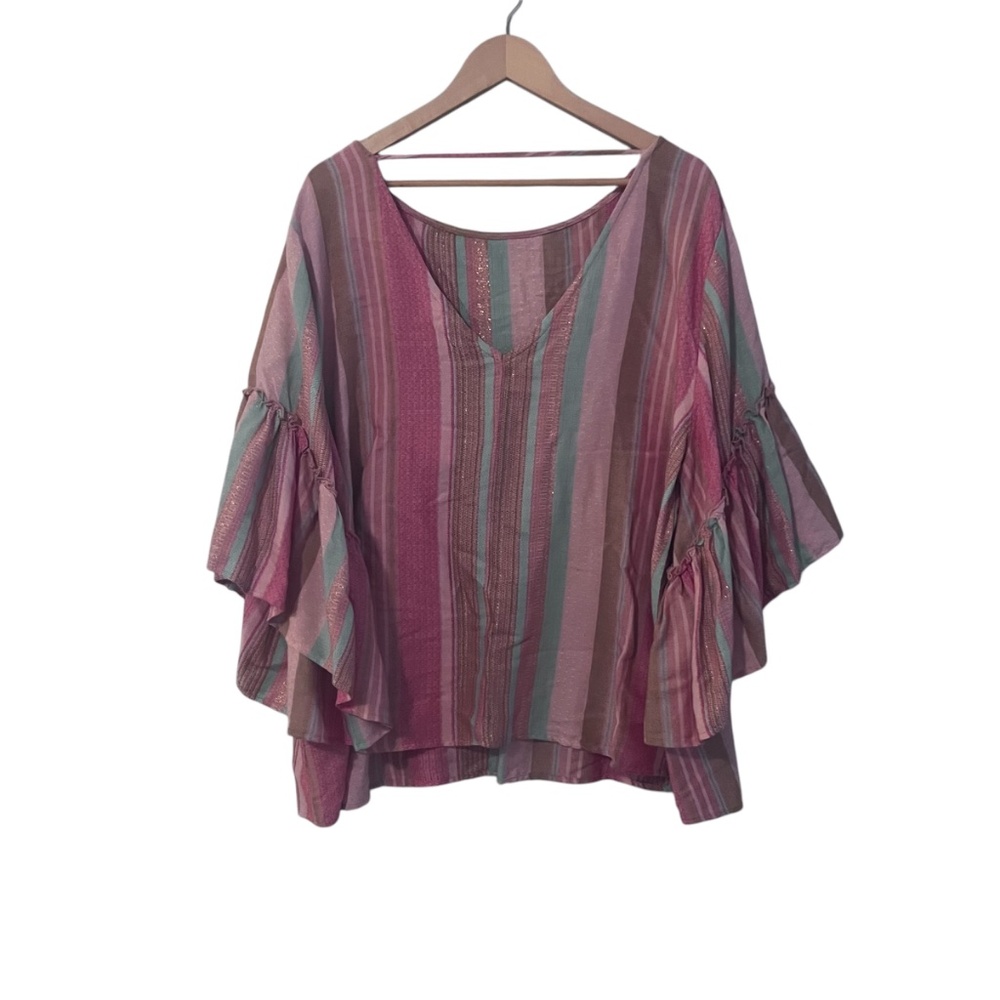 NWT Anthropologie Women's Multi Color Striped Top Size XL - Picture 2 of 3